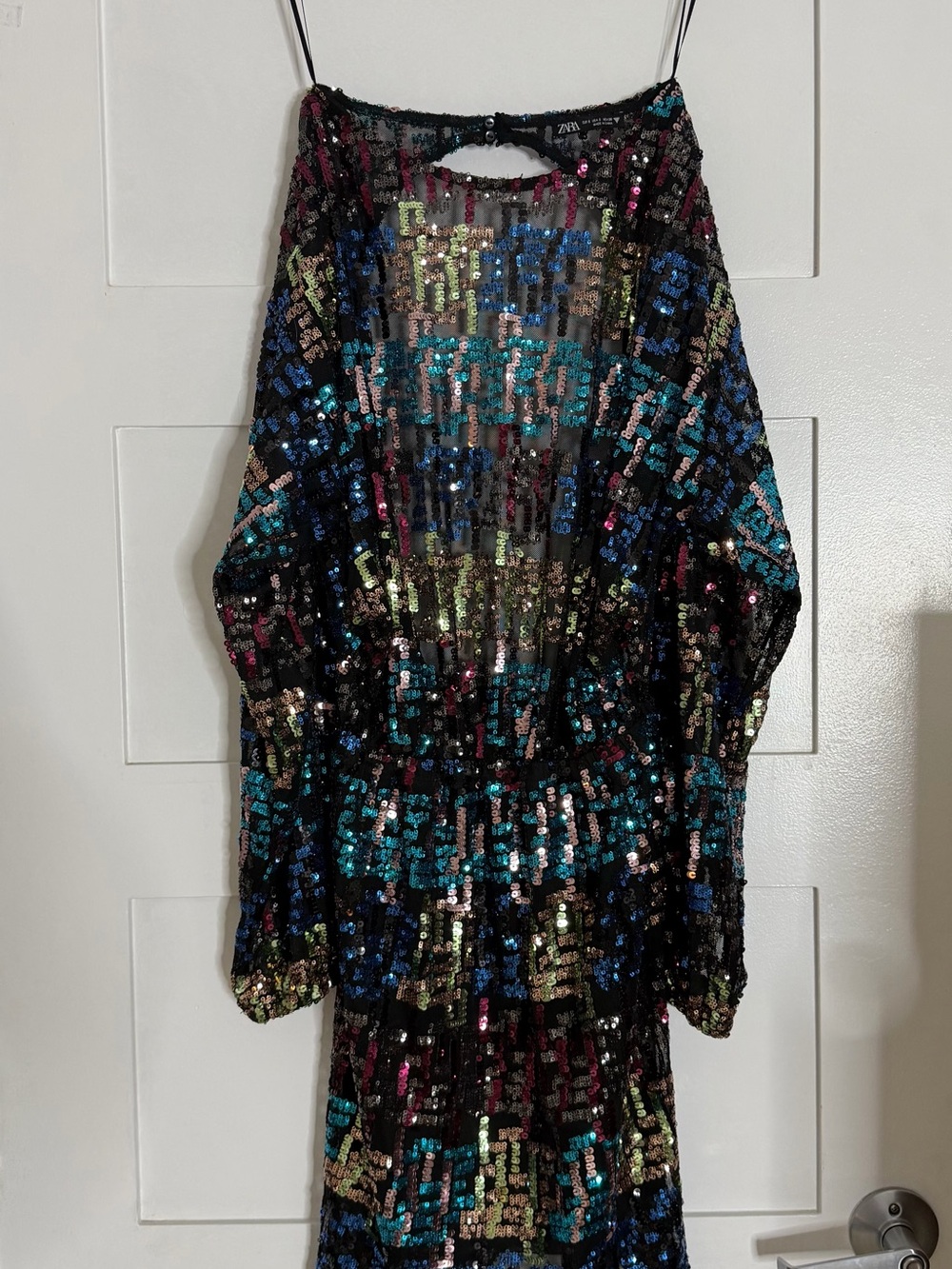Zara Black Multicolor Sequin Mini Dress